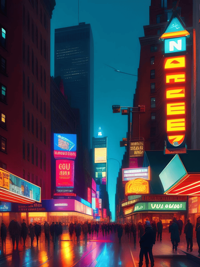 bright street lights in a New York