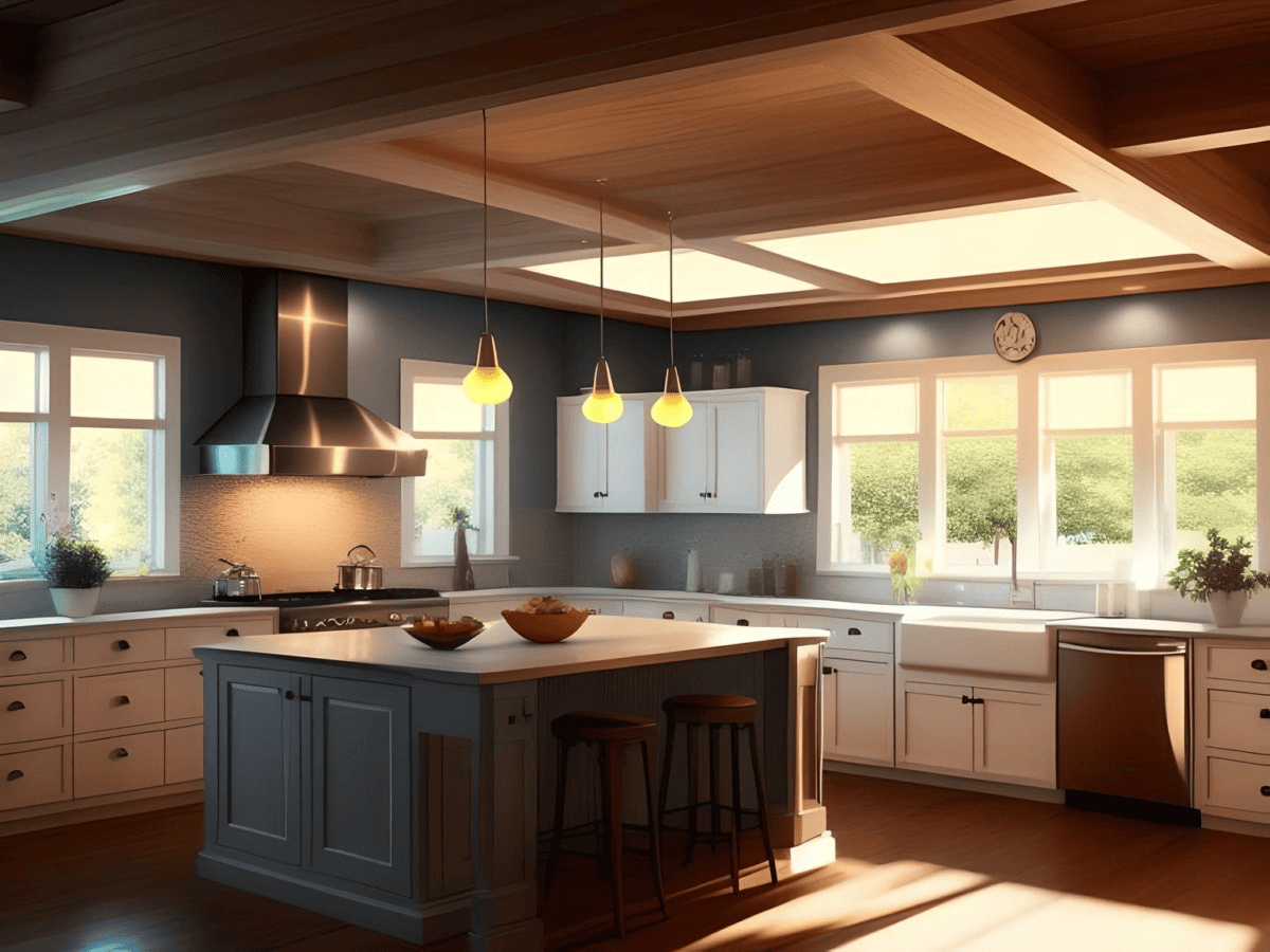 Bright Ceiling Lights in the kitchen